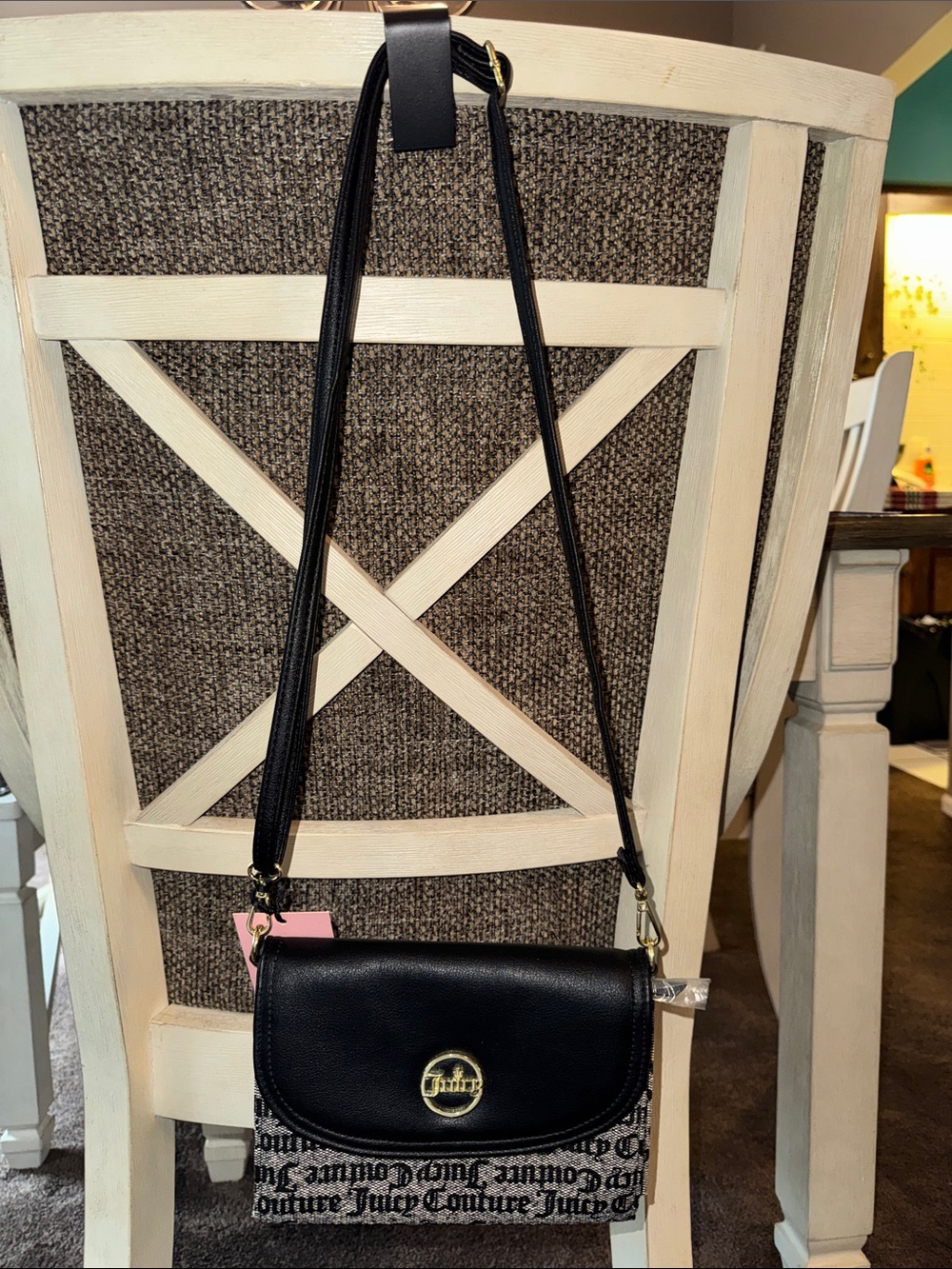 Juicy Couture Black Crossbody with Logo Print Trim